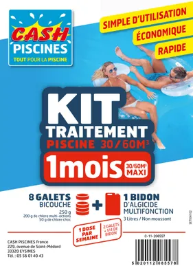 KIT TRAITEMENT PISCINE HORS-SOL 1 MOIS 30-60M3