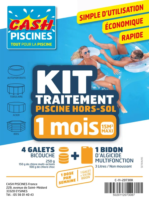 KIT TRAITEMENT PISCINE HORS-SOL 1 MOIS <15M3