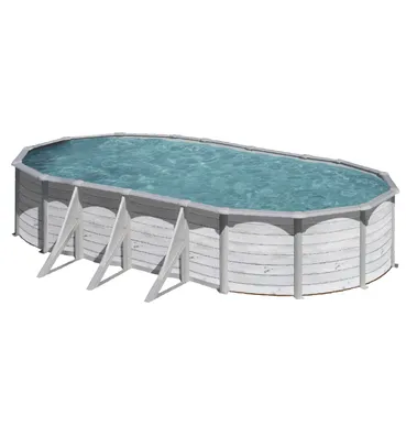 PISCINE ACIER 6,10x3,75 H 1,32 CERUSE