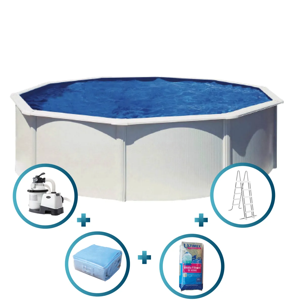 PISCINE ACIER 4,60 H 1,20 CERUSE SILVER