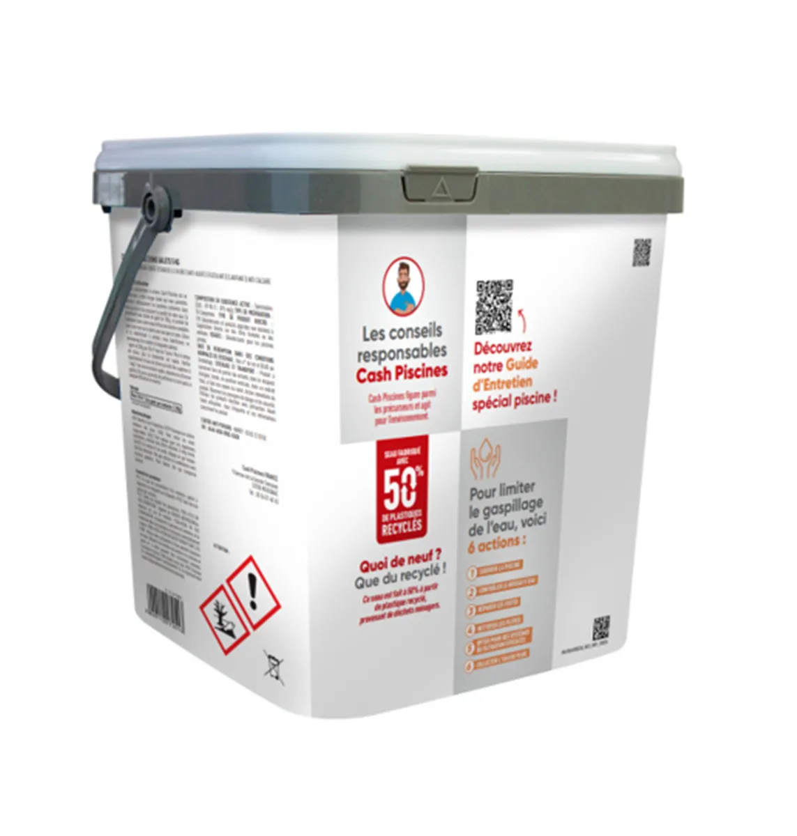 CHLORE MULTIACTIONS 5KG SANS CUIVRE - 6 ACTIONS PLUS SEAU RECYCLE